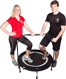 Maximus Life Bounce & Burn Foldable Indoor Mini Trampoline Rebounder USA for Adults | Fun Way to Lose Weight and get FIT! Plus Rebounding Exercise DVD | Optional Handle Bar | Already Assembled