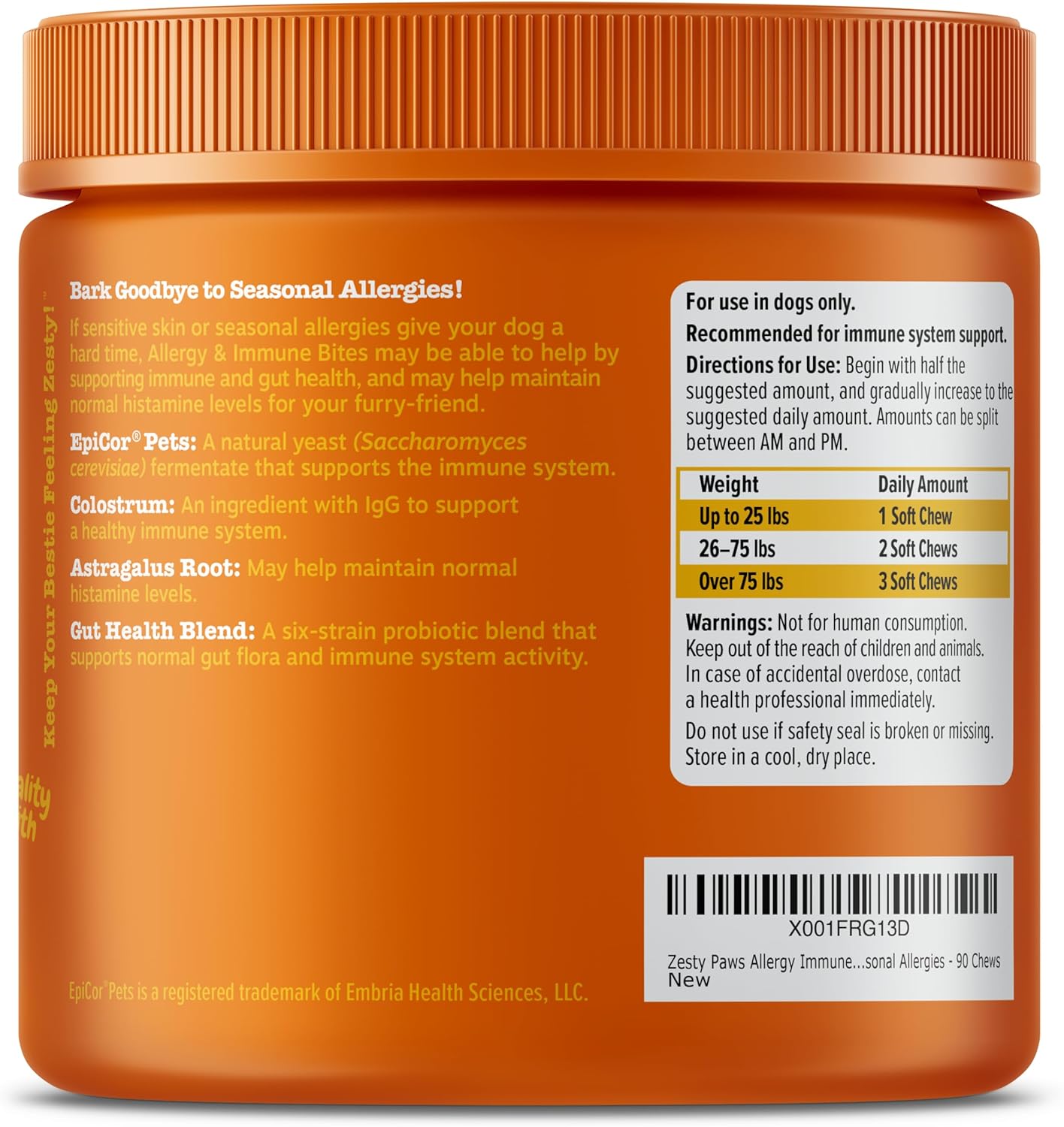 Zesty Paws Dog Allergy Relief - Anti Itch Supplement - Omega 3 Probiotics for Dogs - Digestive Health - Soft Chews for Skin & Seasonal Allergies - with Epicor Pets - Lamb - 90 Count-5