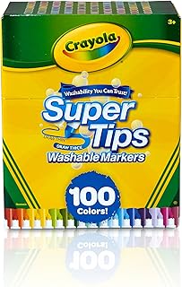 Crayola Super Tips Marker Set (100ct), Fine Point Washable Markers, Drawing Markers for Kids & Adults, Great for Thick & Thin Lines