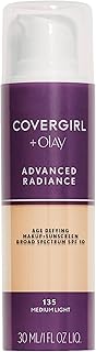 COVERGIRL Advanced Radiance Age Defying Foundation Makeup, Medium Light 135, 1 Ounce (packaging may vary)