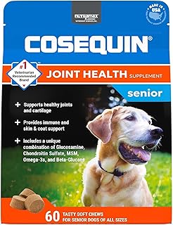 Cosequin Senior Joint Health Supplement for Senior Dogs - With Glucosamine, Chondroitin, Omega-3 for Skin and Coat Health and Beta Glucans for Immune Support, 60 Soft Chews