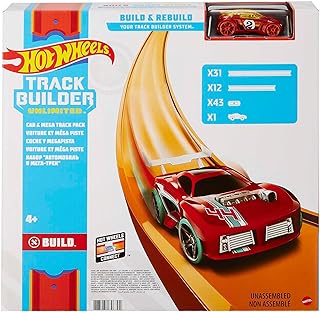 Hot Wheels Toy Car Track Set, Mega Track Pack, 87 Component Building Parts for 40-ft of Track & 1:64 Scale Vehicle (Amazon Exclusive)