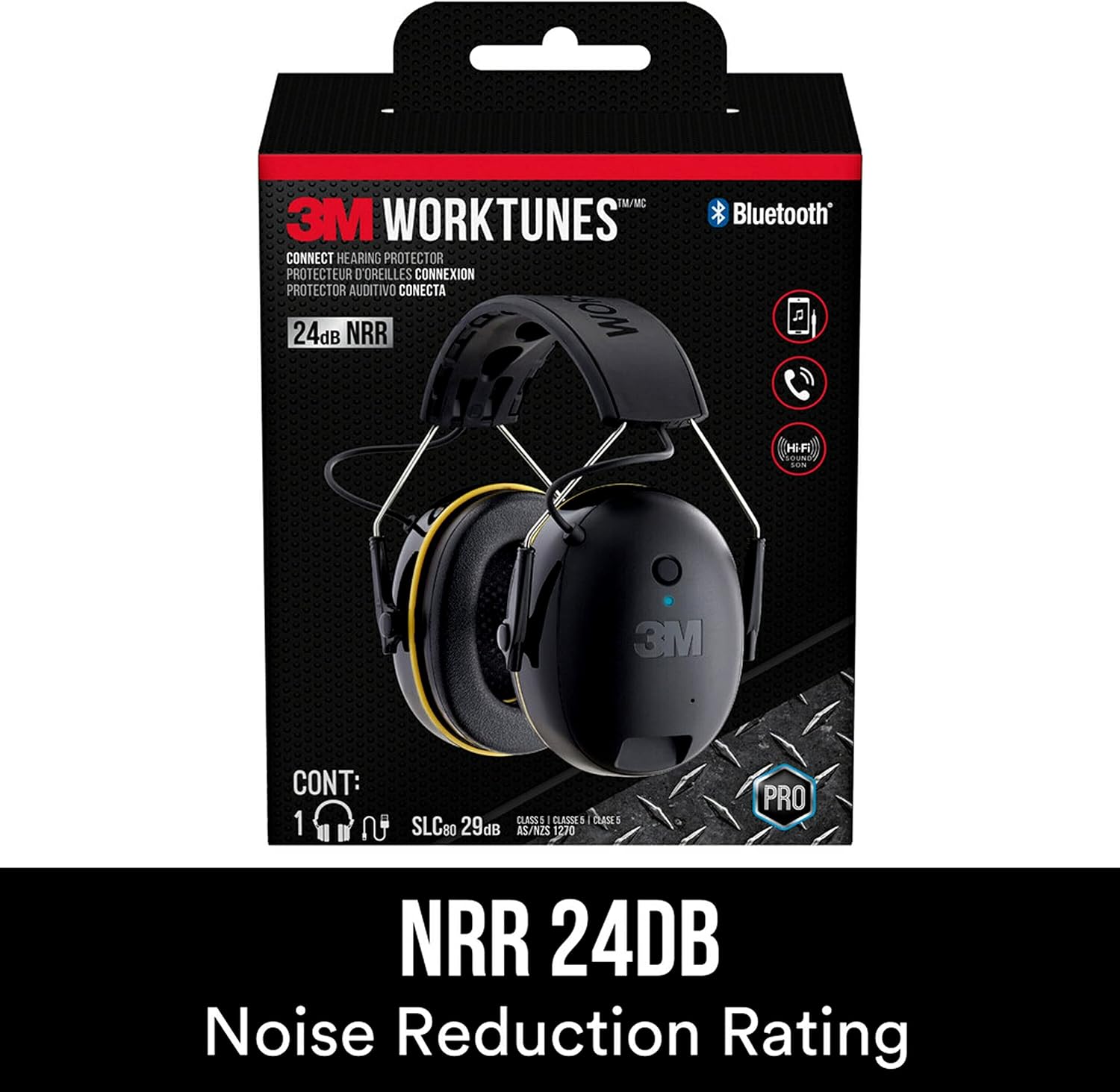 3M WorkTunes Connect Hearing Protector with Bluetooth Wireless Technology, 24 dB NRR, Hearing Protection Safety Earmuffs-1