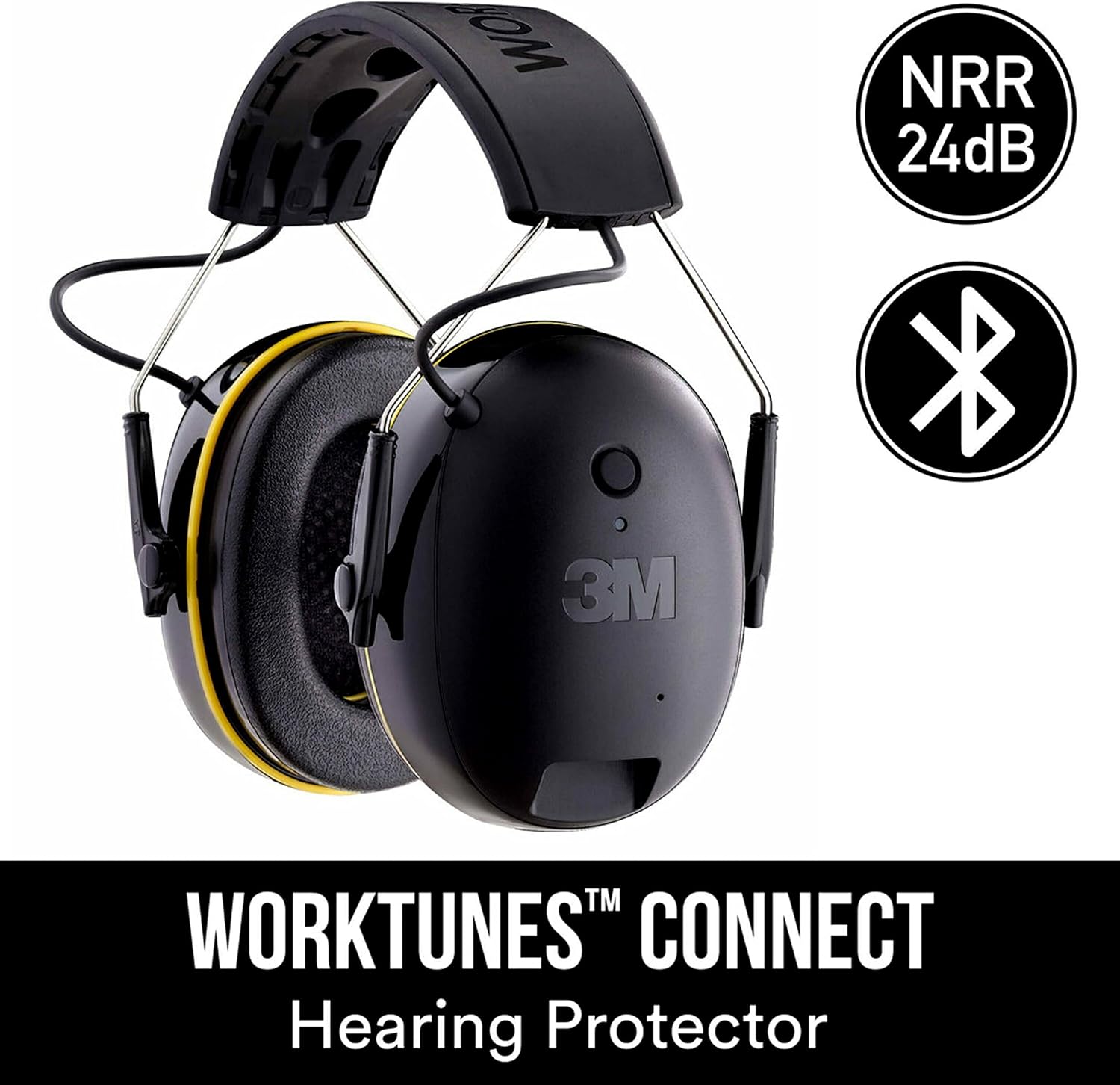 3M WorkTunes Connect Hearing Protector with Bluetooth Wireless Technology, 24 dB NRR, Hearing Protection Safety Earmuffs-2