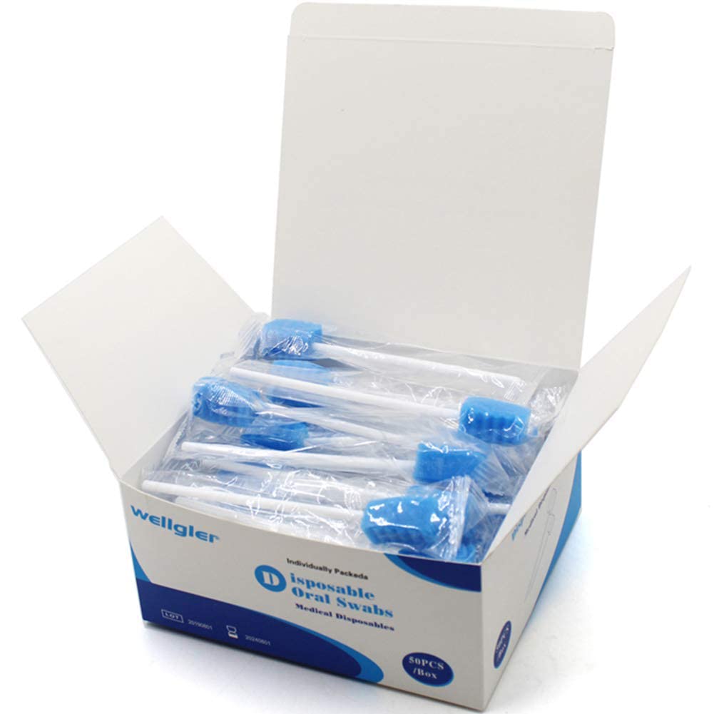 Disposable Oral Care Swabs Tooth Cleaning Mouth Swabs (50 Blue)-0