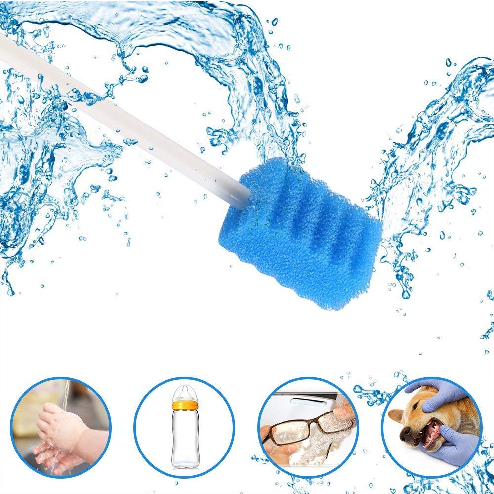 Disposable Oral Care Swabs Tooth Cleaning Mouth Swabs (50 Blue)-3