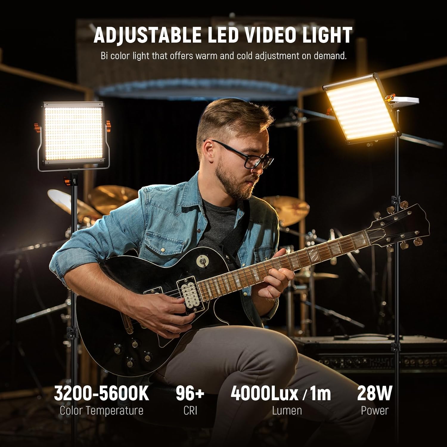 Neewer 2 Packs Dimmable Bi-Color 480 LED Video Light and Stand Lighting Kit Includes: 3200~5600K CRI 96+ LED Panel with U Bracket, 75 inches Light Stand for YouTube Studio Photography, Video Shooting-1