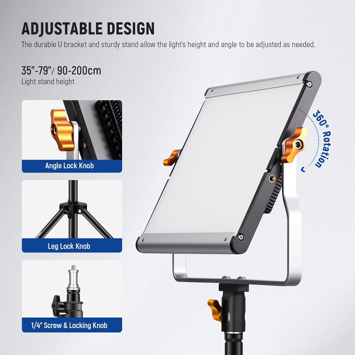 Neewer 2 Packs Dimmable Bi-Color 480 LED Video Light and Stand Lighting Kit Includes: 3200~5600K CRI 96+ LED Panel with U Bracket, 75 inches Light Stand for YouTube Studio Photography, Video Shooting-4