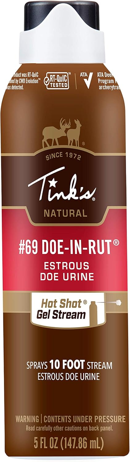 Tink's Doe-in-Rut Estrous Attractant Spray - 5 Fl Oz Bottle With 10 Foot Stream | Deer Scent Gel, Hunting Accessory With Secure Locking Cap-0