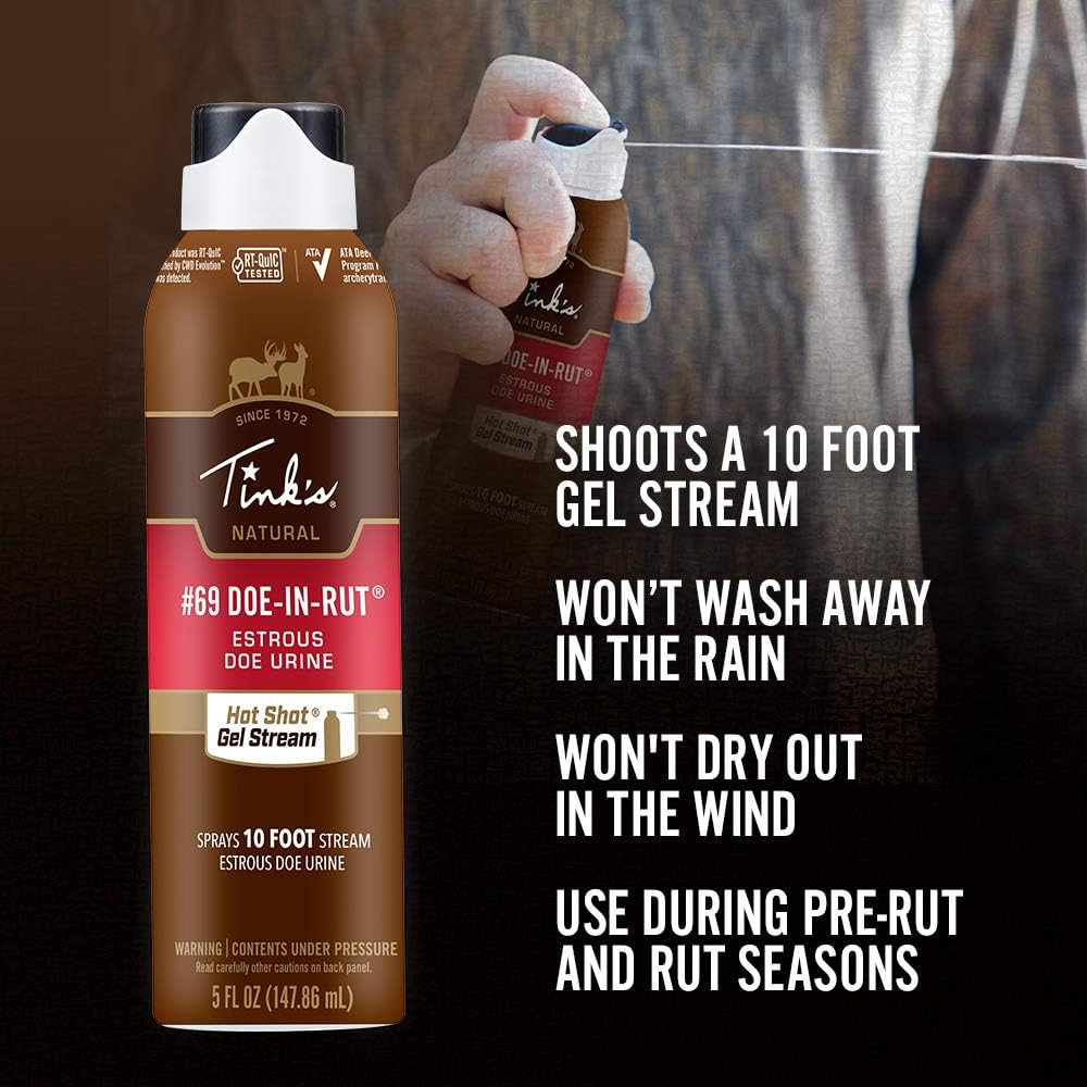 Tink's Doe-in-Rut Estrous Attractant Spray - 5 Fl Oz Bottle With 10 Foot Stream | Deer Scent Gel, Hunting Accessory With Secure Locking Cap-3