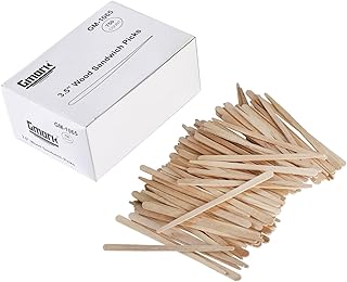 Gmark Natural Birch Wood Sandwich Picks, 3.5 Inch 750 per Pack, Biodegradable Wooden Food Picks (750pcs/box) GM1065