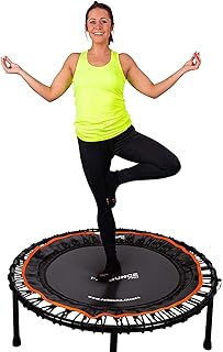 FIT Bounce PRO USA Bungee Rebounder | Assembled | Half Folding | Silent & Beautifully Designed Pro Indoor Mini Trampoline for Adults & Kids | DVD & Online Workouts,Storage Bag & Bounce Counter