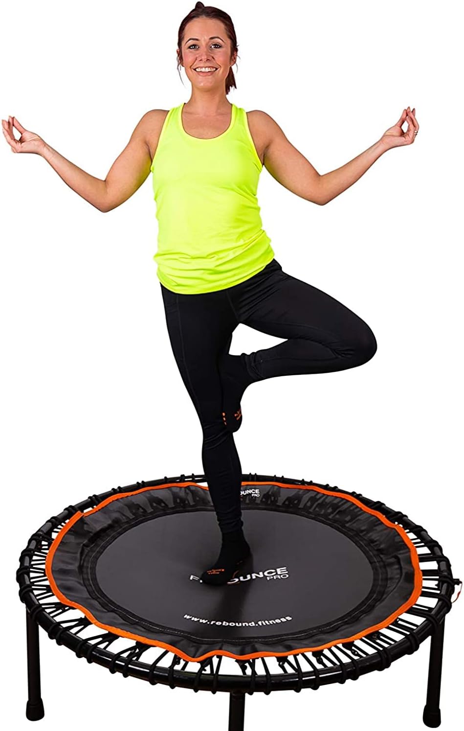 FIT Bounce PRO USA Bungee Rebounder | Assembled | Half Folding | Silent & Beautifully Designed Pro Indoor Mini Trampoline for Adults & Kids | DVD & Online Workouts,Storage Bag & Bounce Counter-0