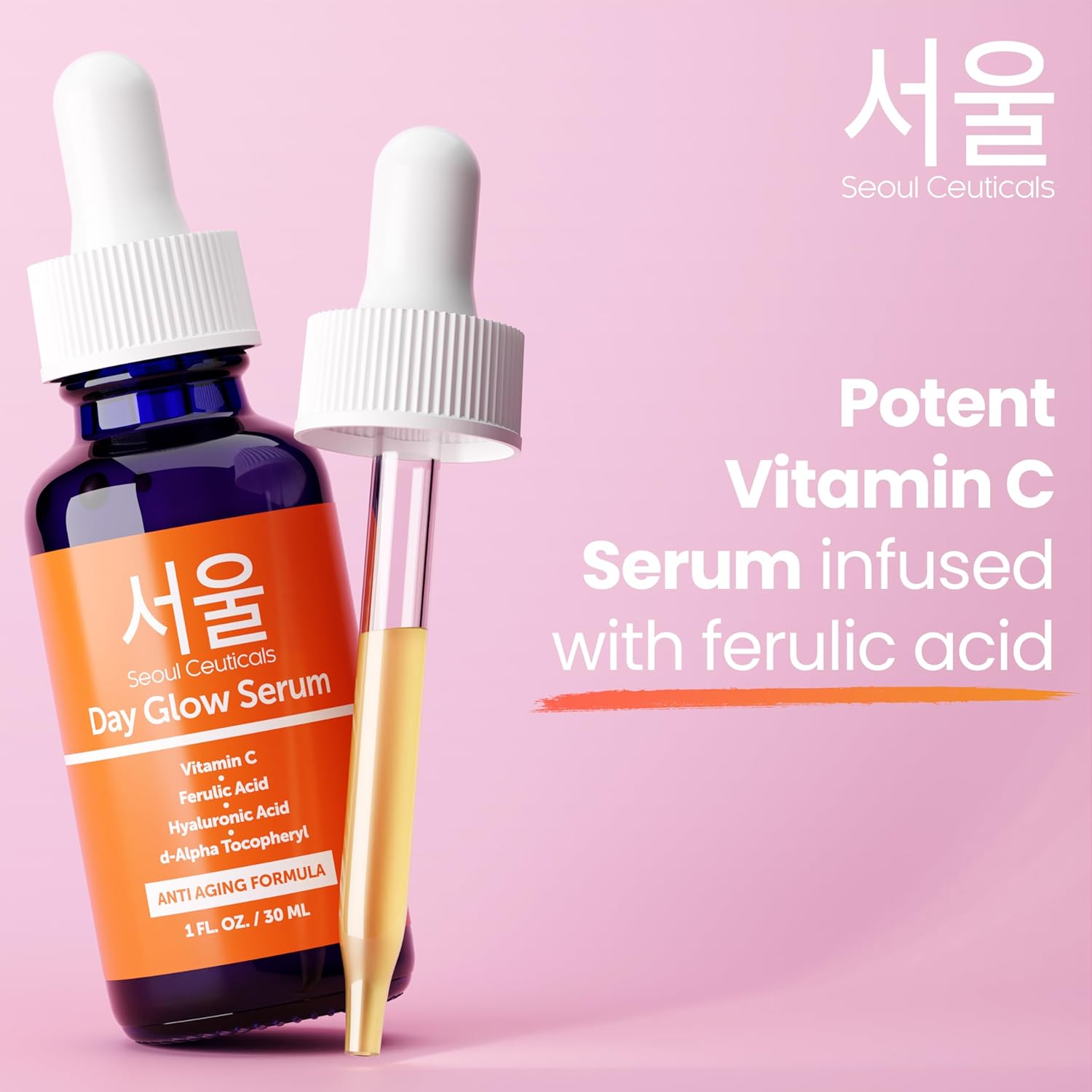 SeoulCeuticals Korean Skin Care 20% Vitamin C Hyaluronic Acid Serum + CE Ferulic Acid - Potent Anti Aging, Anti Wrinkle Korean Beauty 1oz-2