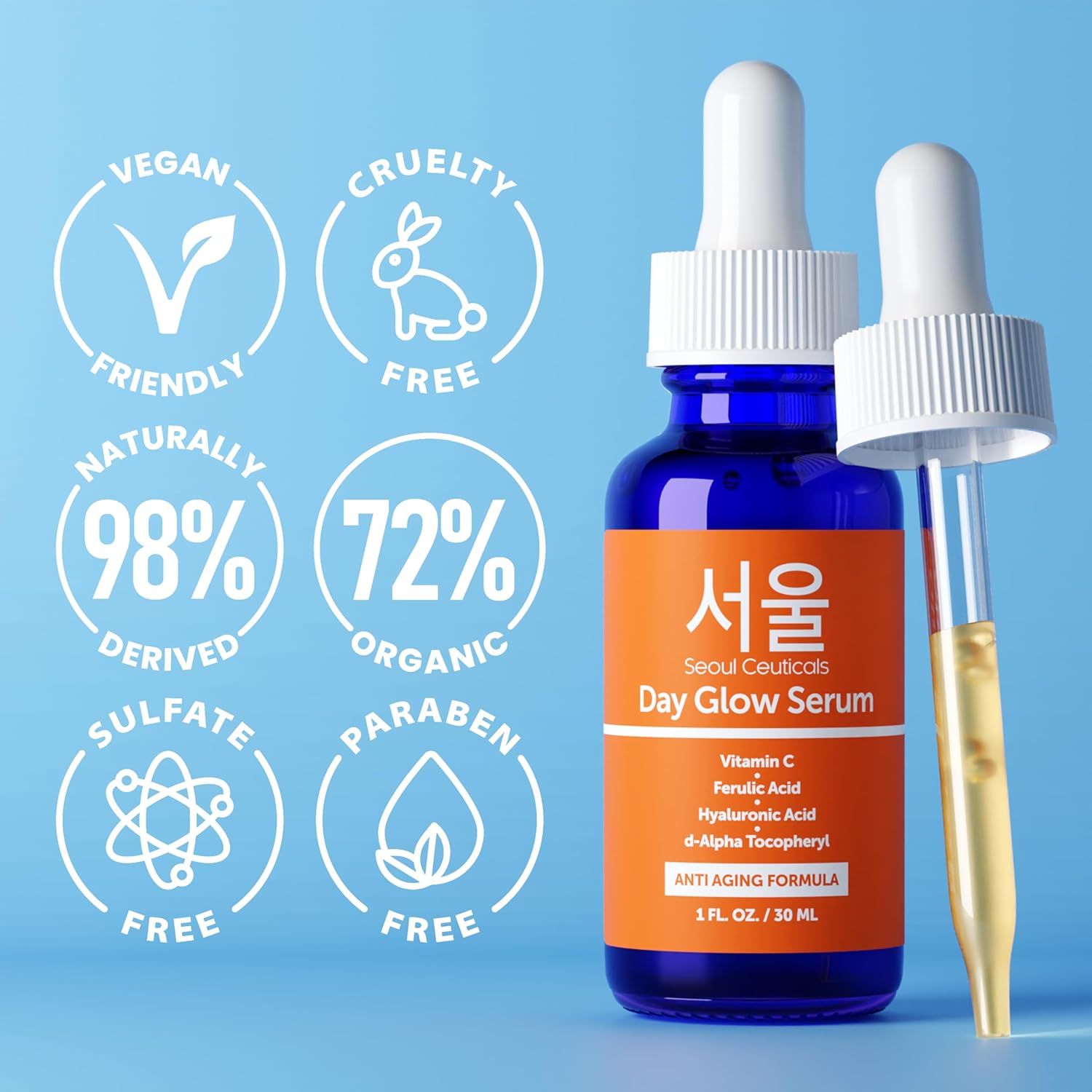 SeoulCeuticals Korean Skin Care 20% Vitamin C Hyaluronic Acid Serum + CE Ferulic Acid - Potent Anti Aging, Anti Wrinkle Korean Beauty 1oz-5