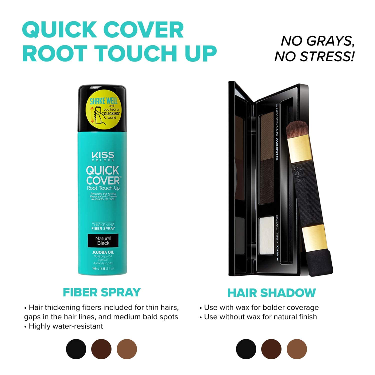 Kiss Quick Cover Root Touch Up Thickening Fiber Spray 3.38oz (Natural Black)-5