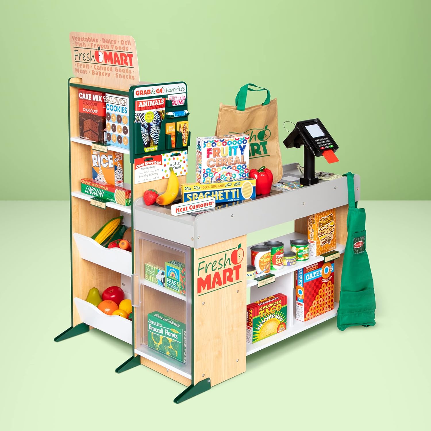 Melissa & Doug Freestanding Wooden Fresh Mart Grocery Store - FSC Certified-9