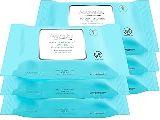 Aesthetica Makeup Removing Wipes - Face & Eye Makeup Remover Wipes - 6 Pack Bulk (180 Wipes Total) Hypoallergenic & Dermatologist Tested - Oil & Fragrance Free - Made in USA