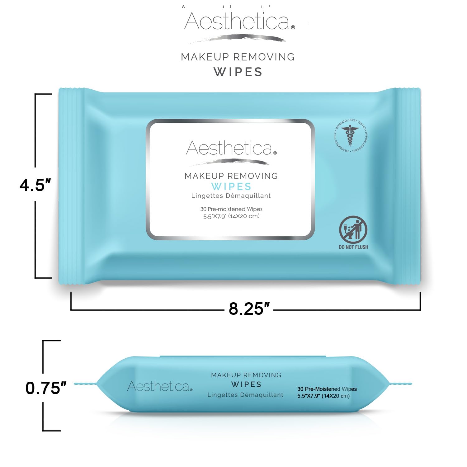 Aesthetica Makeup Removing Wipes - Face & Eye Makeup Remover Wipes - 6 Pack Bulk (180 Wipes Total) Hypoallergenic & Dermatologist Tested - Oil & Fragrance Free - Made in USA-6