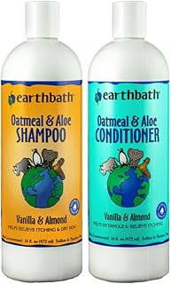 earthbath Oatmeal & Aloe Dog Shampoo and Conditioner - Oatmeal Shampoo for Dogs, Itchy, Dry Skin Relief, Dog Wash, Made in USA, Dog Conditioner, Pet Shampoos - Vanilla & Almond, 16 Oz (1 Set)