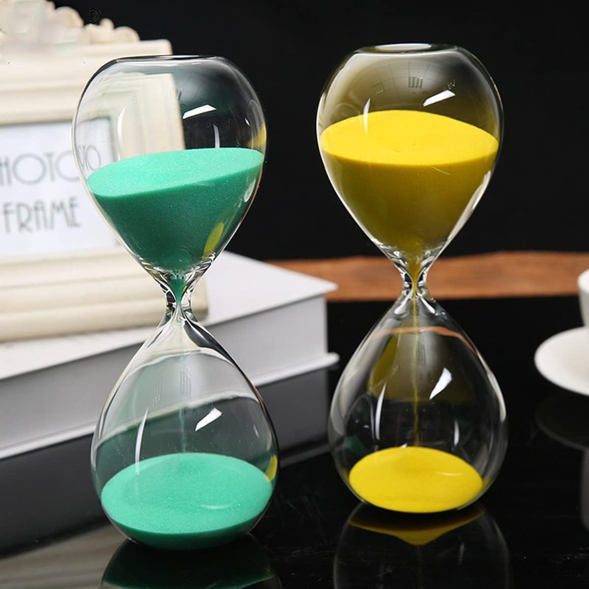 Hourglass, HoveBeaty Hand-Blown Sand Timer Set for Time Management 15 Minutes Durable Glass Construction (15 min, Yellow)-1