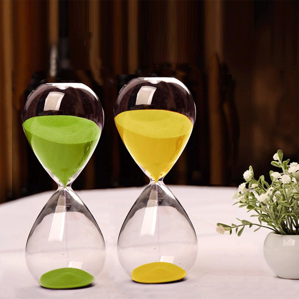 Hourglass, HoveBeaty Hand-Blown Sand Timer Set for Time Management 15 Minutes Durable Glass Construction (15 min, Yellow)-4