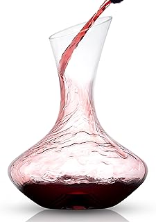 JoyJolt Lancia Wine Decanter Crystal Wine Aerator Handmade Base Glass Pitcher Ultra Elegant Design Easy Pour Slanted Spout for Wine 1200ml (40 fl.oz)