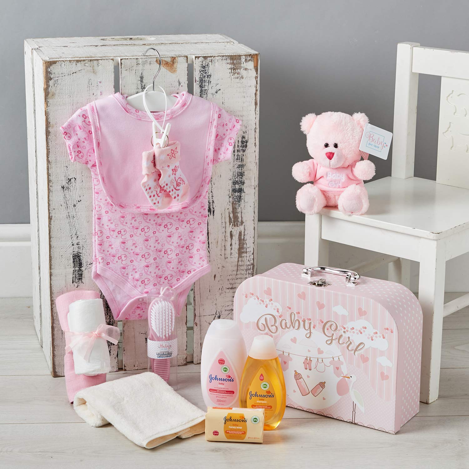 Baby Box Shop Baby Shower Gifts Girl - 12 pcs Baby Essentials for Newborn Girl, Baby Girl Gifts Newborn - Unique Baby Girl Gifts, Baby Girl Hamper for New Born Baby Gifts Girl - Pink-3