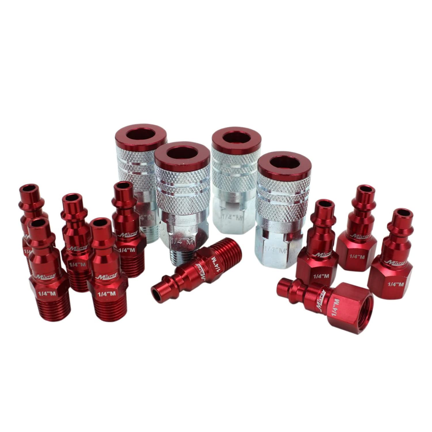 Milton S-314MKIT ColorFit Coupler & Plug Kit - (M-Style, Red) - 1/4" NPT, (14-Piece)-0