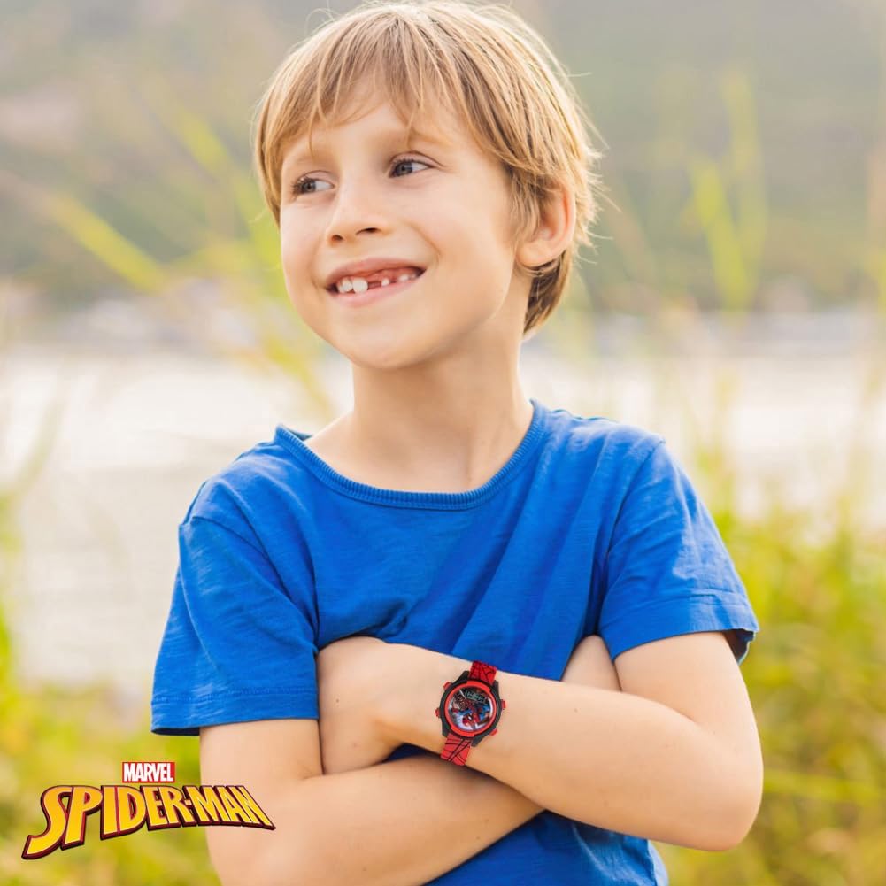 Accutime Marvel Spider-Man Digital Watch for Kids – Durable Plastic Timepiece, LCD Display, Quartz Accuracy, Iconic Spiderman Imagery-3