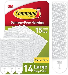 Command 15 lb Large Picture Hanging Strips 14 Pairs (28 Command Strips), Damage Free Hanging Picture Hangers, No Tools Wall Hanging Strips for Home Decor, White Adhesive Strips