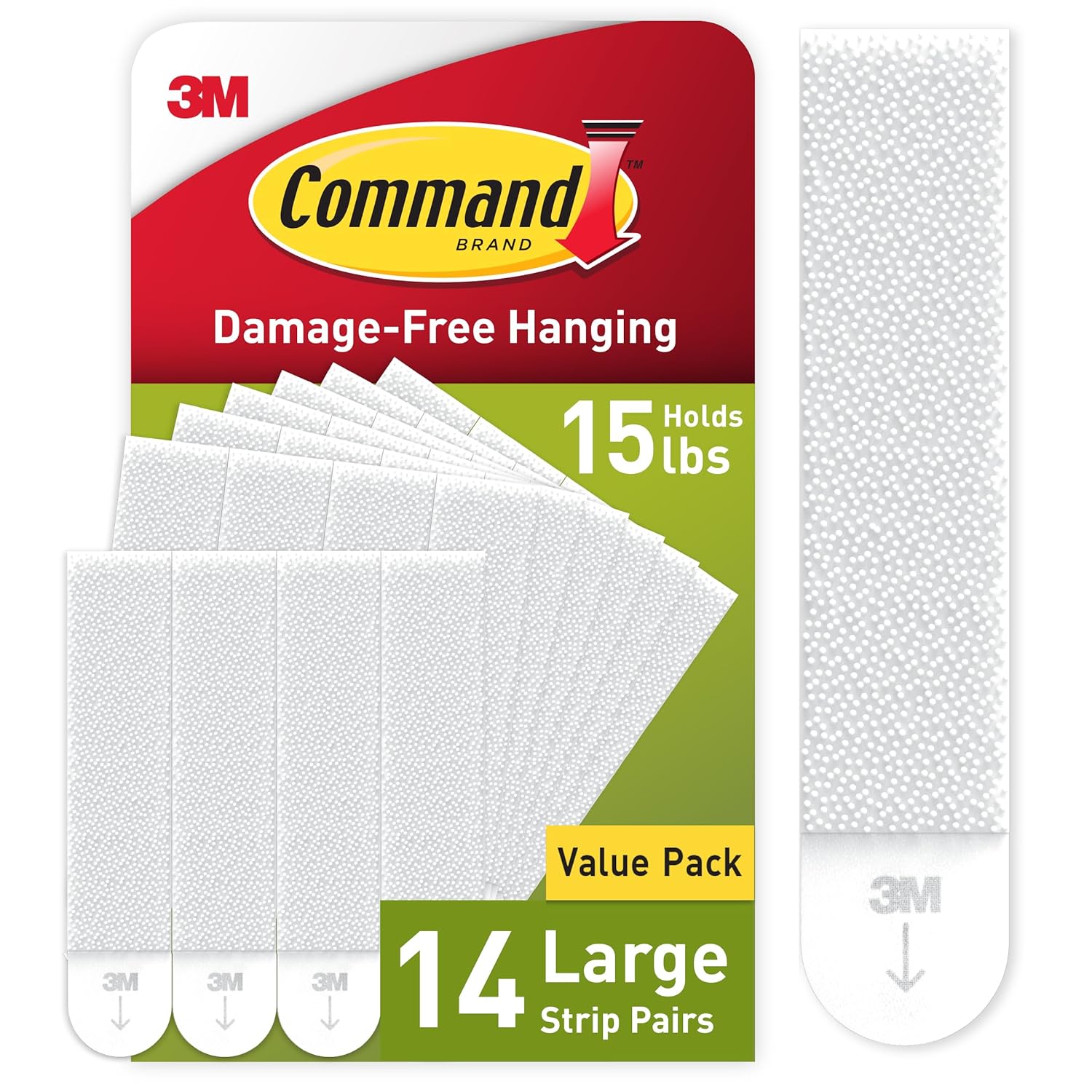 Command 15 lb Large Picture Hanging Strips 14 Pairs (28 Command Strips), Damage Free Hanging Picture Hangers, No Tools Wall Hanging Strips for Home Decor, White Adhesive Strips-0