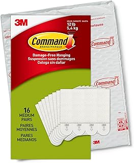 Command 10 lb Medium Picture Hanging Strips 16 Pairs (32 Command Strips), Damage Free Hanging Picture Hangers, No Tools Wall Hanging Strips for Home Decor, White Adhesive Strips