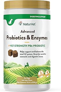 NaturVet – Advanced Probiotics & Enzymes - Plus Vet Strength PB6 Probiotic – Supports and Balances Pets with Sensitive Stomachs & Digestive Issues – for Dogs & Cats 240 ct