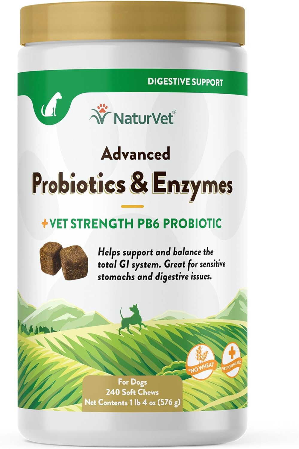 NaturVet – Advanced Probiotics & Enzymes - Plus Vet Strength PB6 Probiotic – Supports and Balances Pets with Sensitive Stomachs & Digestive Issues – for Dogs & Cats 240 ct-0