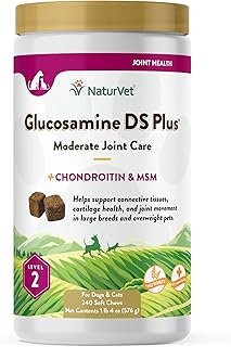 NaturVet – Glucosamine DS Plus - Level 2 Moderate Care – Supports Healthy Hip & Joint Function – Enhanced with Glucosamine, MSM & Chondroitin – for Dogs & Cats – 240 Soft Chews