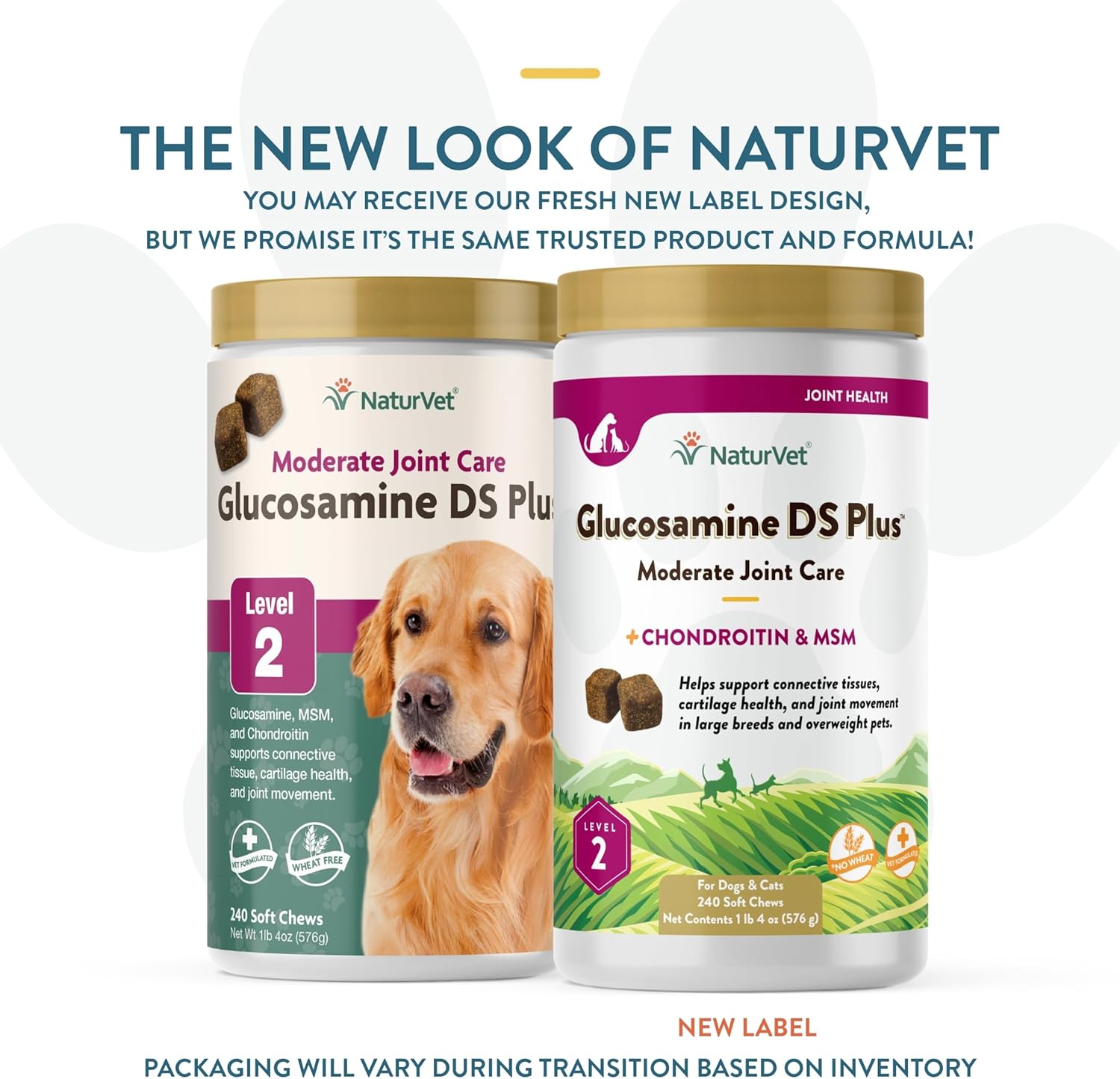 NaturVet – Glucosamine DS Plus - Level 2 Moderate Care – Supports Healthy Hip & Joint Function – Enhanced with Glucosamine, MSM & Chondroitin – for Dogs & Cats – 240 Soft Chews-1