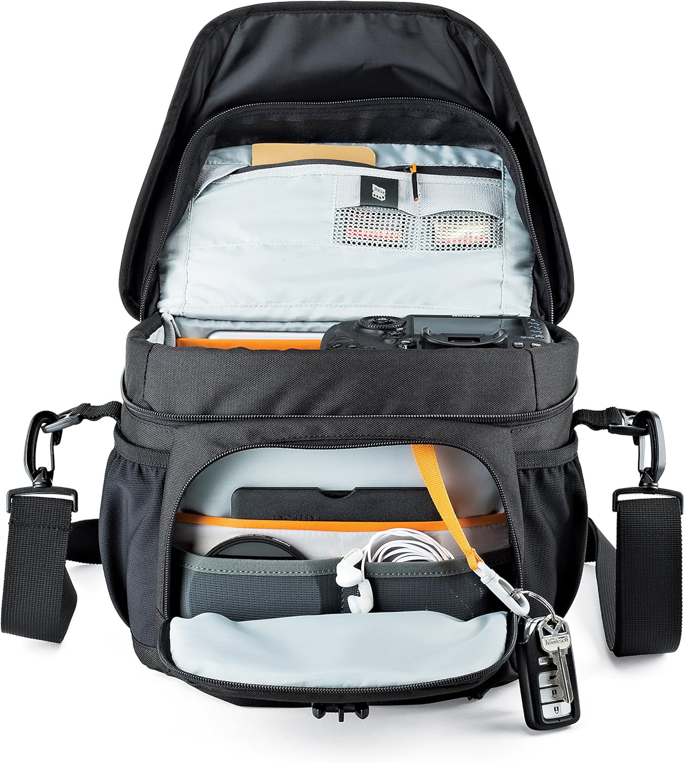 Lowepro LP37123, Nova 180 AW II Camera Bag, Waterproof, Customizable, Fits Pro-Depth DSLR with Lens, Compact Drone, 3-4 Additional Lenses, Flash, Black-4