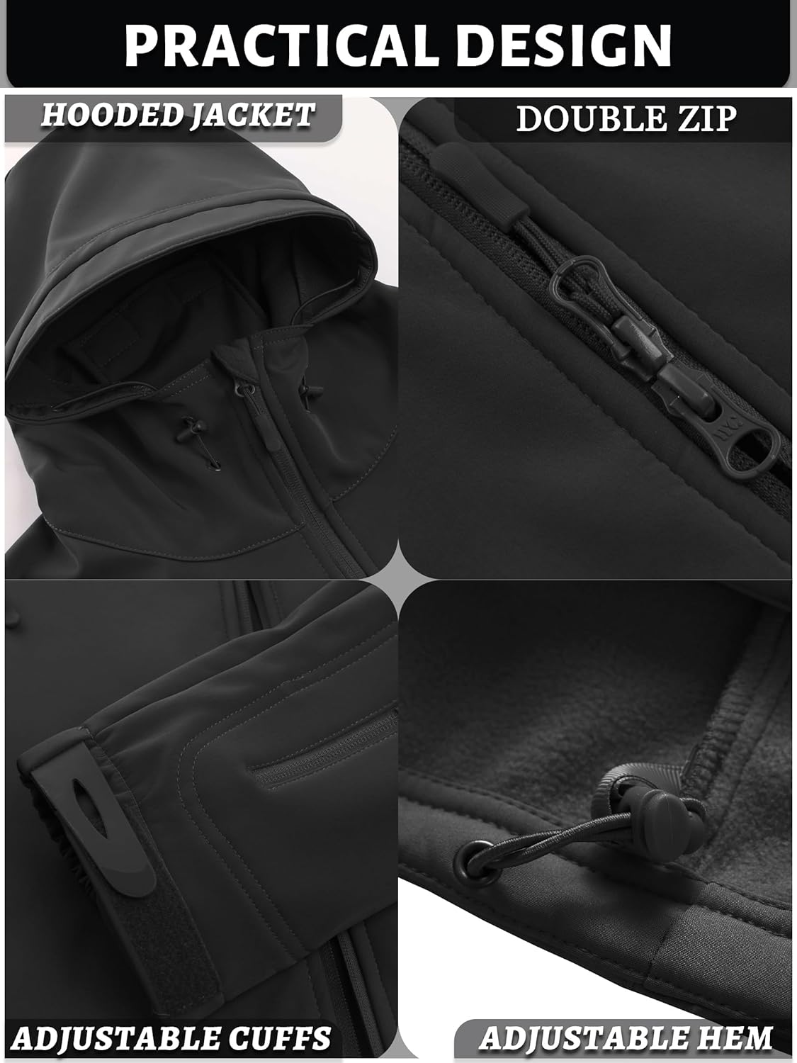 TACVASEN Men's Special Ops Military Tactical Rain Jackets Winter Warm Fleece Softshell Hooded Raincoat Snowboard-4