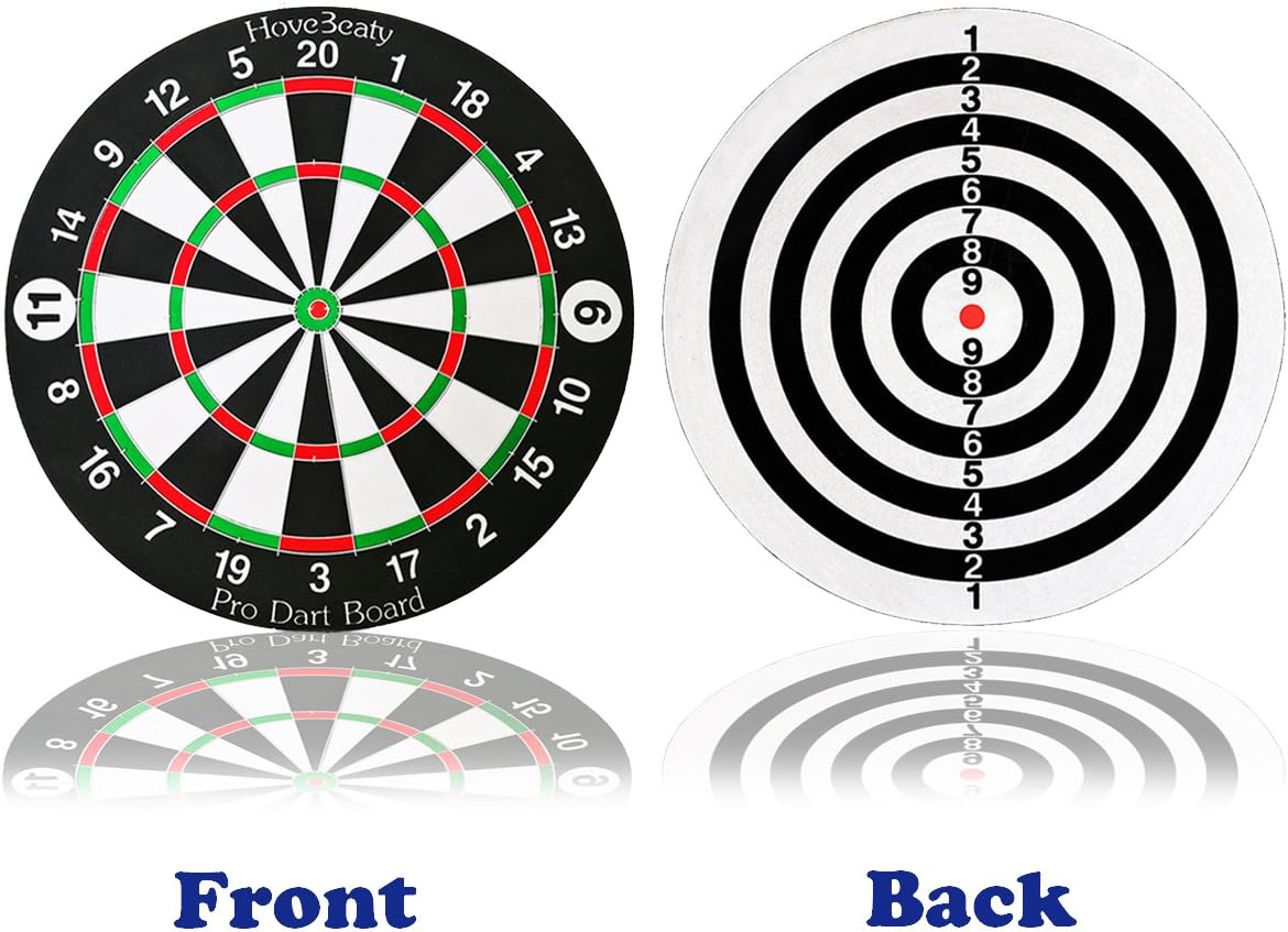 Dart Board, Dart Game Set with 6 Metal Darts and Double-Sided Flocking Dartboard (18 Inches)-3