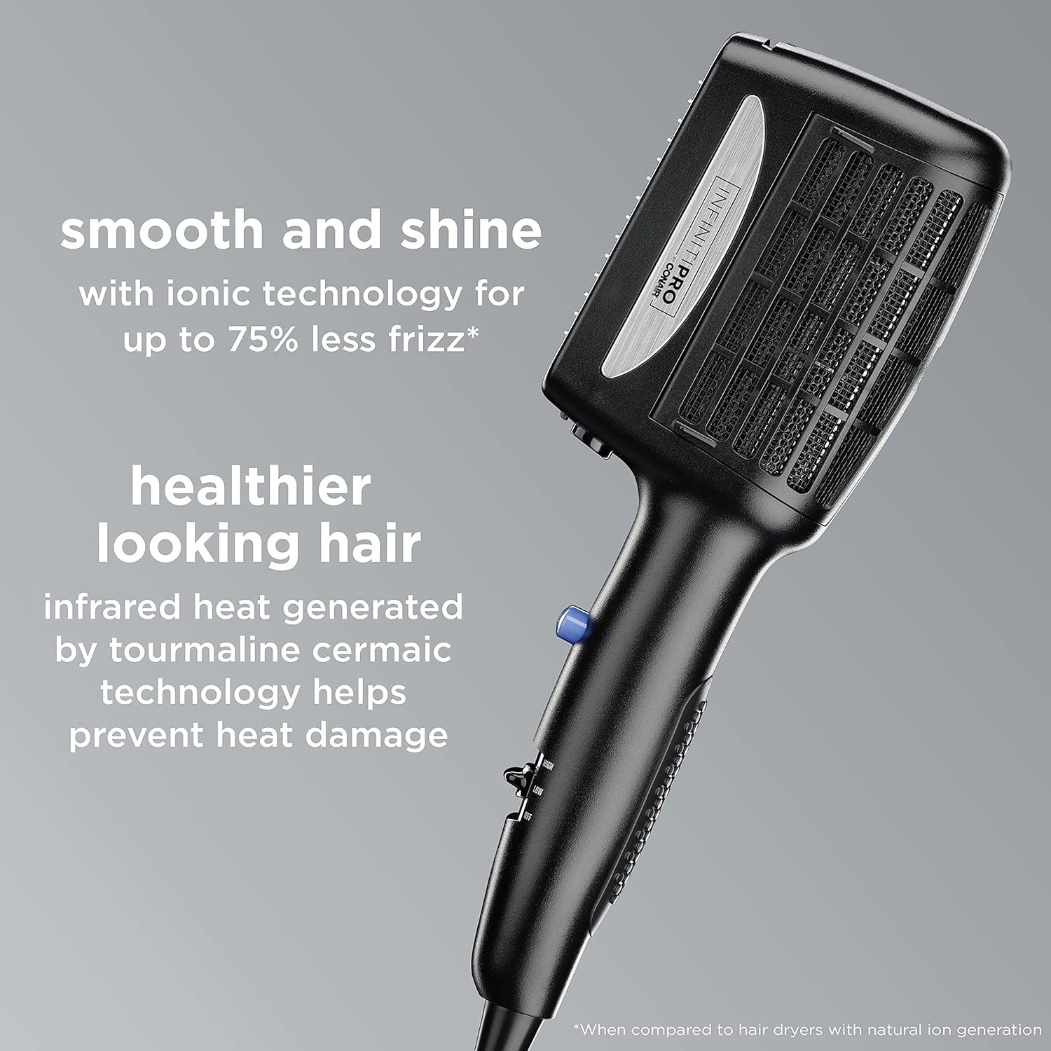 INFINITIPRO BY CONAIR 3-in-1 Styling Hair Dryer, 1875W Hair Dryer with Ceramic Technology and 3 Attachments-2