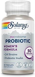 SOLARAY Mycrobiome Probiotic Women’s Formula, 24 Strains Plus Prebiotic Inulin, Specially Formulated for Women, Digestion, Mood & Urinary Tract Support, 50 Billion CFU, 30 Servings, 30 VegCaps