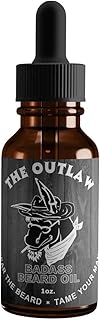 Badass Beard Care Beard Oil For Men - The Outlaw Scent, 1 oz - All Natural Ingredients, Keeps Beard and Mustache Full, Soft and Healthy, Reduce Itchy, Flaky Skin, Promote Healthy Growth