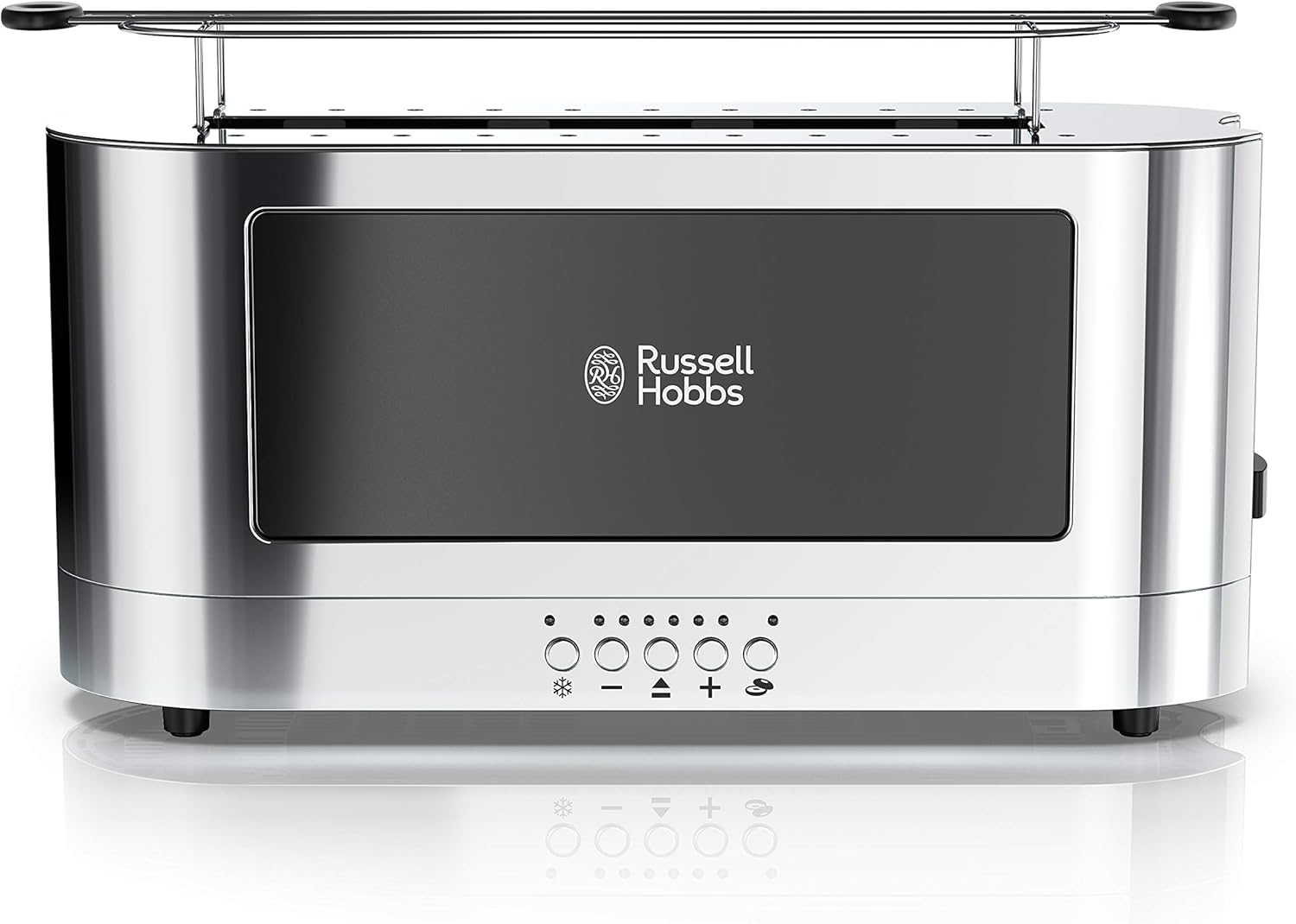 Russell Hobbs 2-Slice Glass Accent Long Toaster, Black & Stainless Steel, TRL9300BKR-0