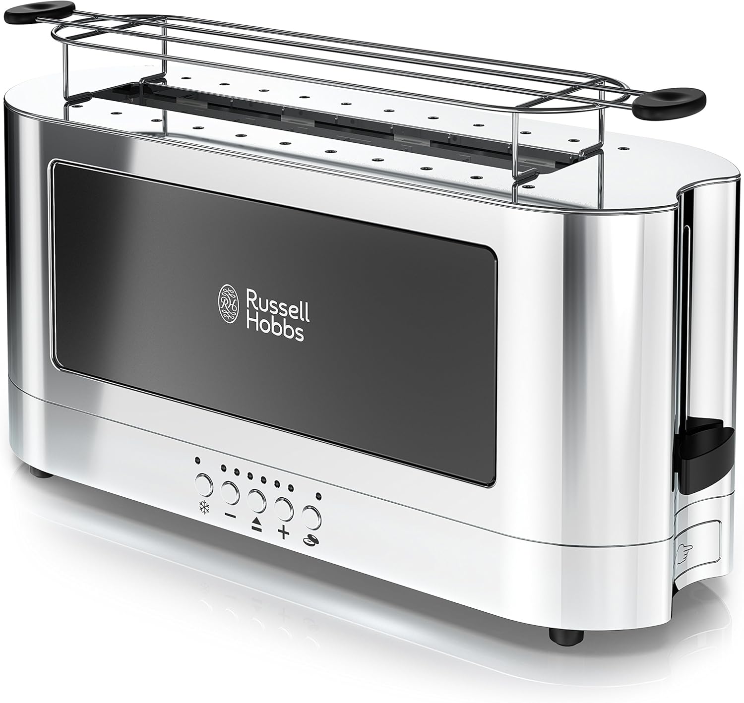 Russell Hobbs 2-Slice Glass Accent Long Toaster, Black & Stainless Steel, TRL9300BKR-1