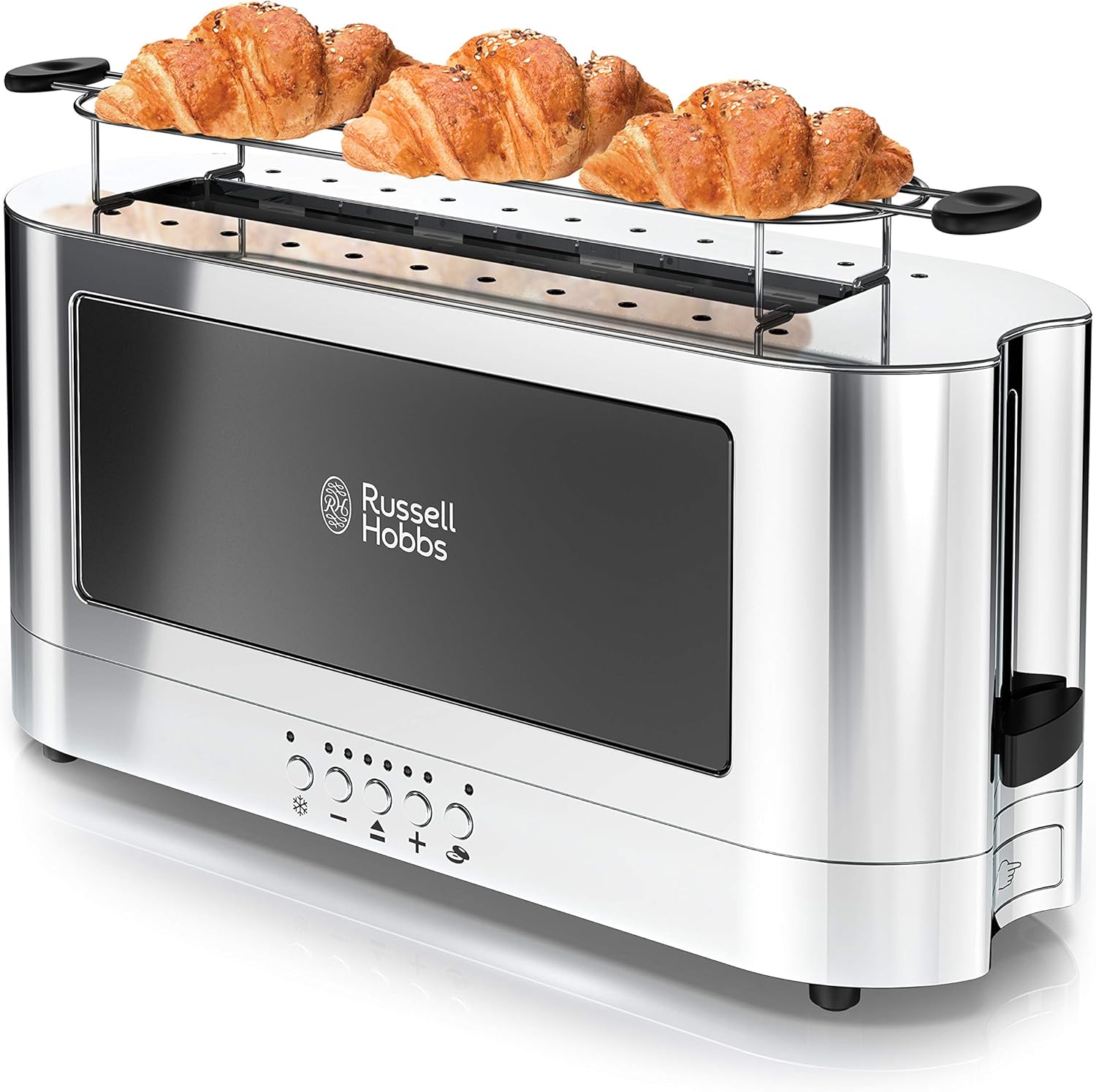 Russell Hobbs 2-Slice Glass Accent Long Toaster, Black & Stainless Steel, TRL9300BKR-5