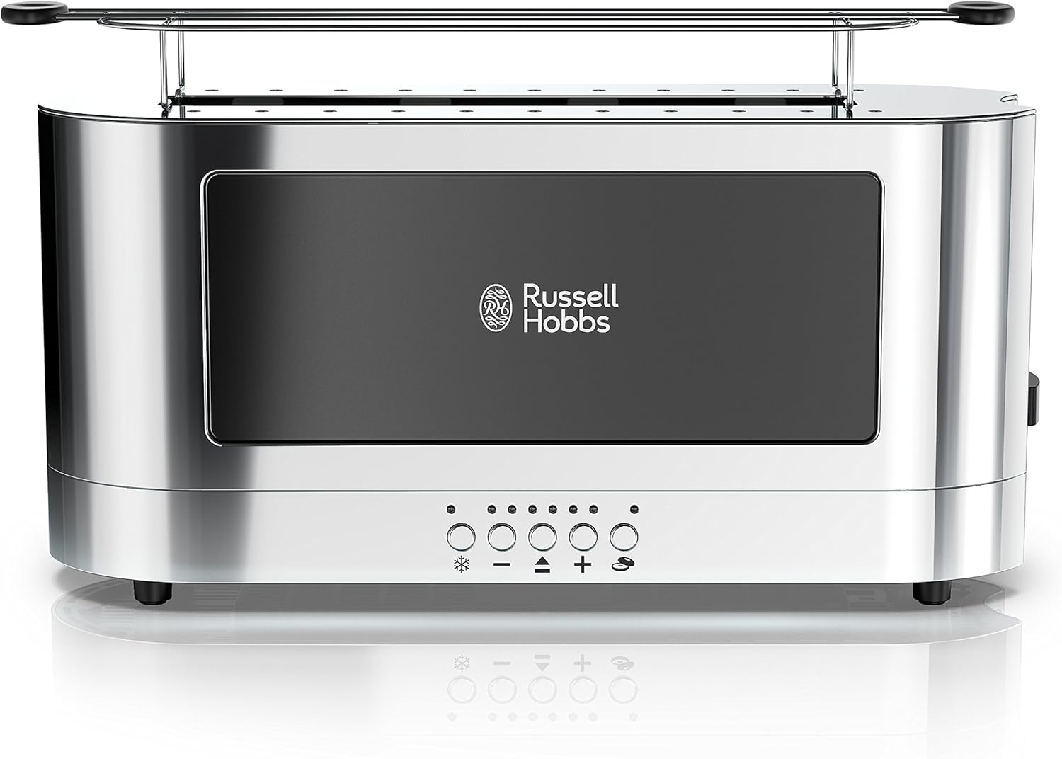 Russell Hobbs 2-Slice Glass Accent Long Toaster, Black & Stainless Steel, TRL9300BKR-7