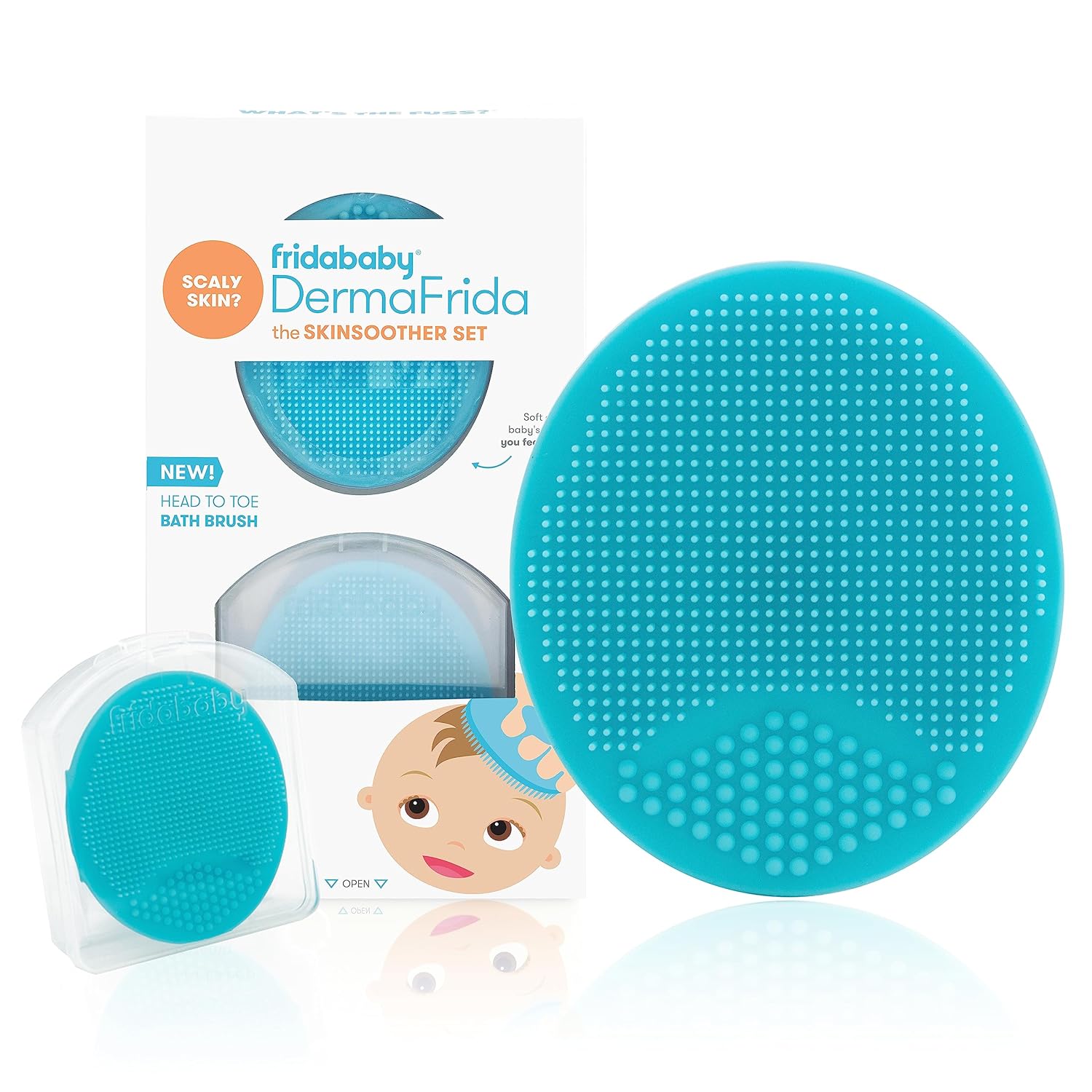 Frida Baby DermaFrida The SkinSoother Baby Bath Brush | Cradle Cap Brush for Babies, Baby Essential for Dry Skin, Cradle Cap Treatment and Eczema | 2 Pack-0