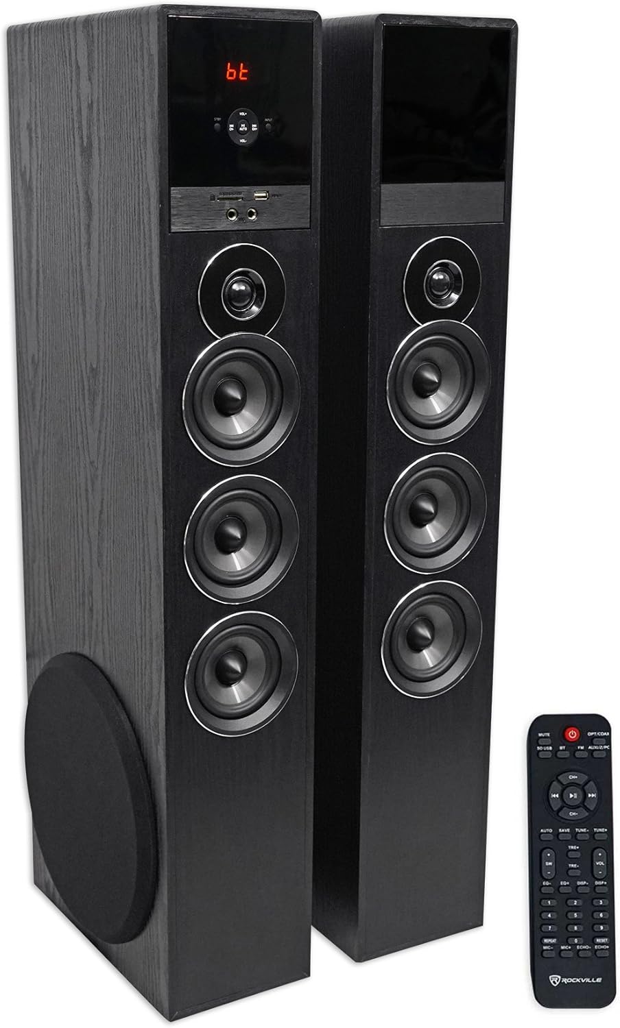 Rockville TM150B Black Home Theater System Tower Speakers 10" Sub/Bluetooth/USB-0