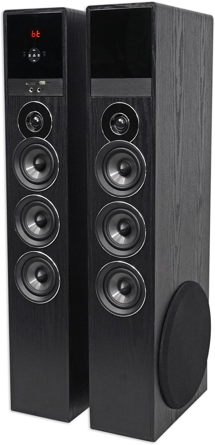 Rockville TM150B Black Home Theater System Tower Speakers 10" Sub/Bluetooth/USB-1